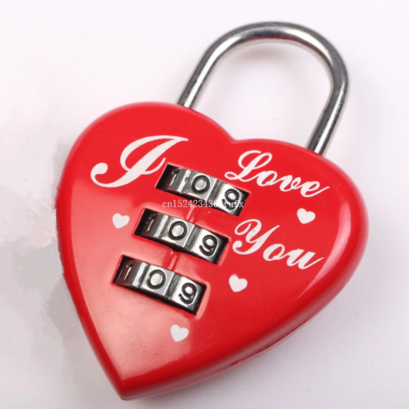 100pcs Heart Shaped Nice Locks Mini Cute 3 Digits Luggage Suitcase Padlock Coded Lock DHL Fedex Free Shipping