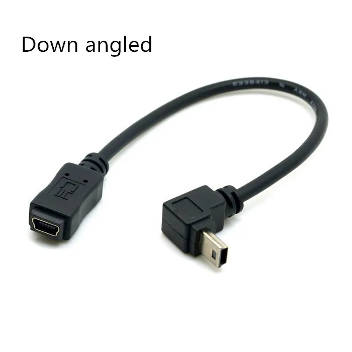 

20cm Mini USB 2.0 male to female extension data & charging cable 90 degree UP or down angled