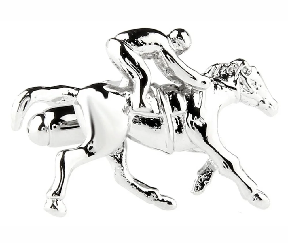 iGame Factory Price Retail Cufflinks For Men Brass Material White Colour Riding Horse Design Cuff Links Free Shipping