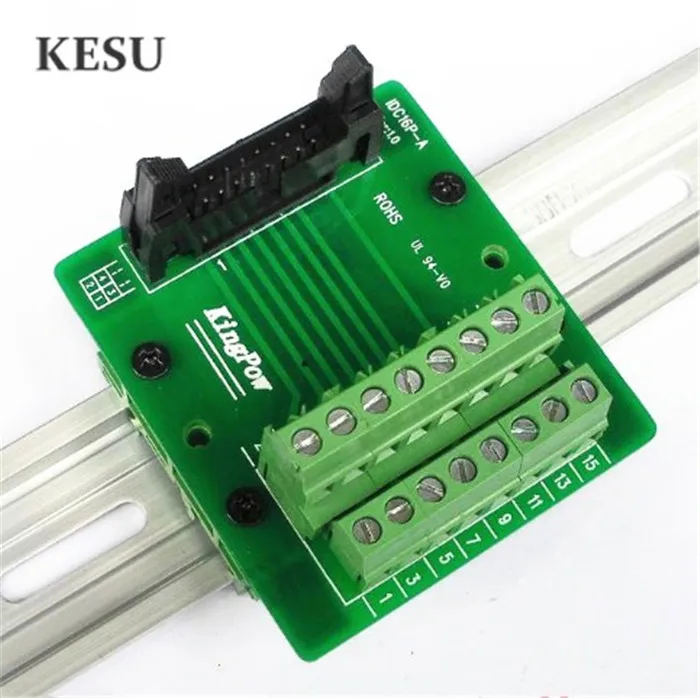 

IDC16Pin 2.45mm IDC-16 Pin Male Connector to 16-Pin Terminal Block Breakout Board Adapter PLC Relay Terminals DIN Rail Mounting