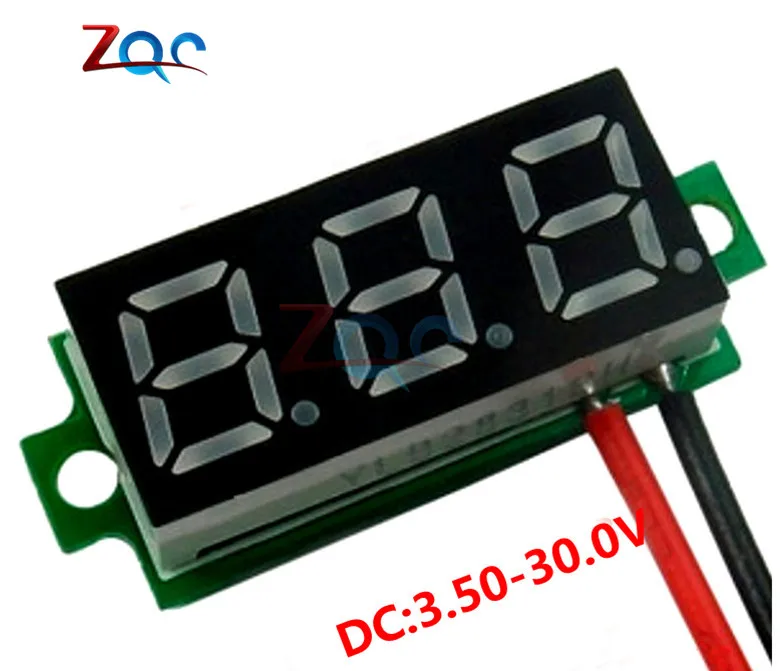 0.28\'\' 2.5V-30V 12V 24V Mini LED DC Digital Voltmeter Voltage Meter Panel Volt Tester Detector Monitor 2 Wires Auto Car Mobile