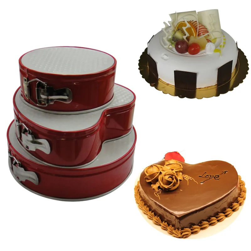 3PCS/LOT Carbon steel Cookie Fondant Cake Mould Mold Fruit Vegetable Cutter Live Bottom with Buckle Round Cake Mould LB 518