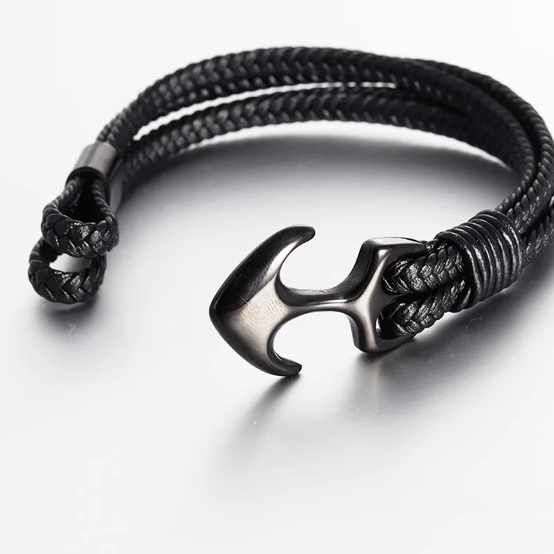 Trendy Quality black Anchor Bracelet Charm Multilayer Leather Friendship Bracelets for Women & Men Jewelry Gift