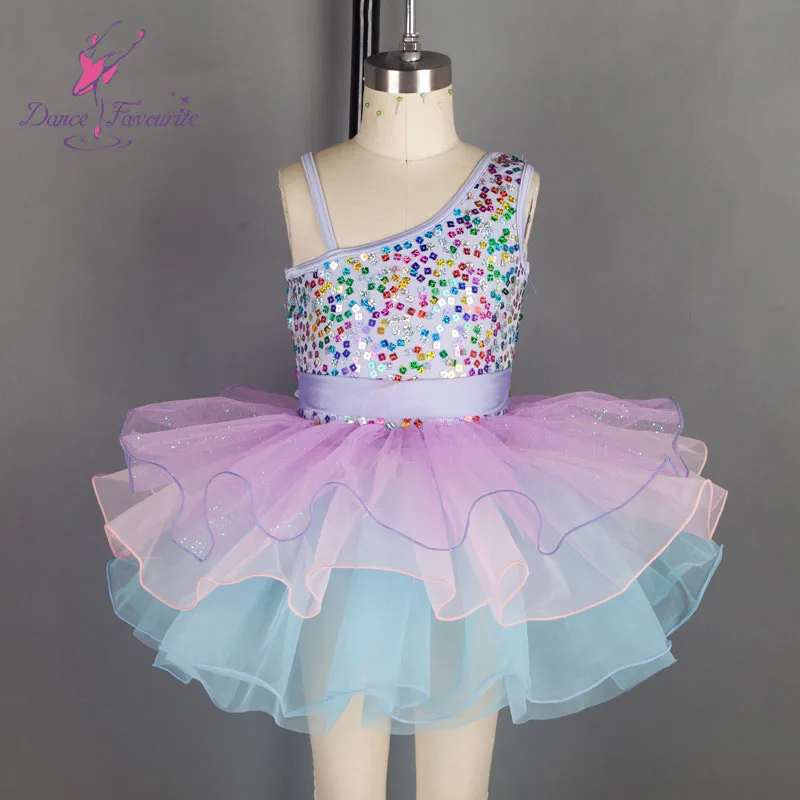 18289  Sequin top bodice ballet tutu girl stage performance ballet tutu mixed color ballet dance costume kid's tutu