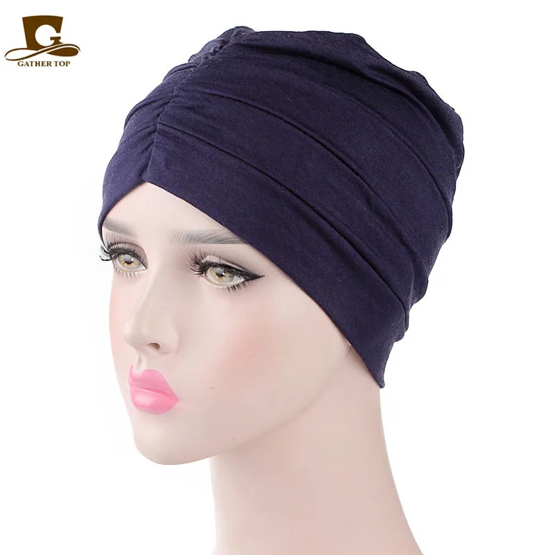 Nova womens macio muçulmano confortável quimio boné sono turbante chapéu forro para câncer perda de cabelo algodão cabeça envoltório acessórios para