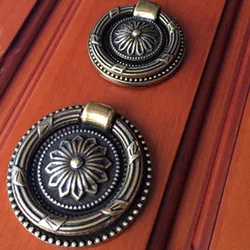 Diameter 48mm 38mmRetro Style Drop Ring Antique Brass Drawer Shoe Cabinet Knob Pull Classical bronze Kitchen Cabinet Handle