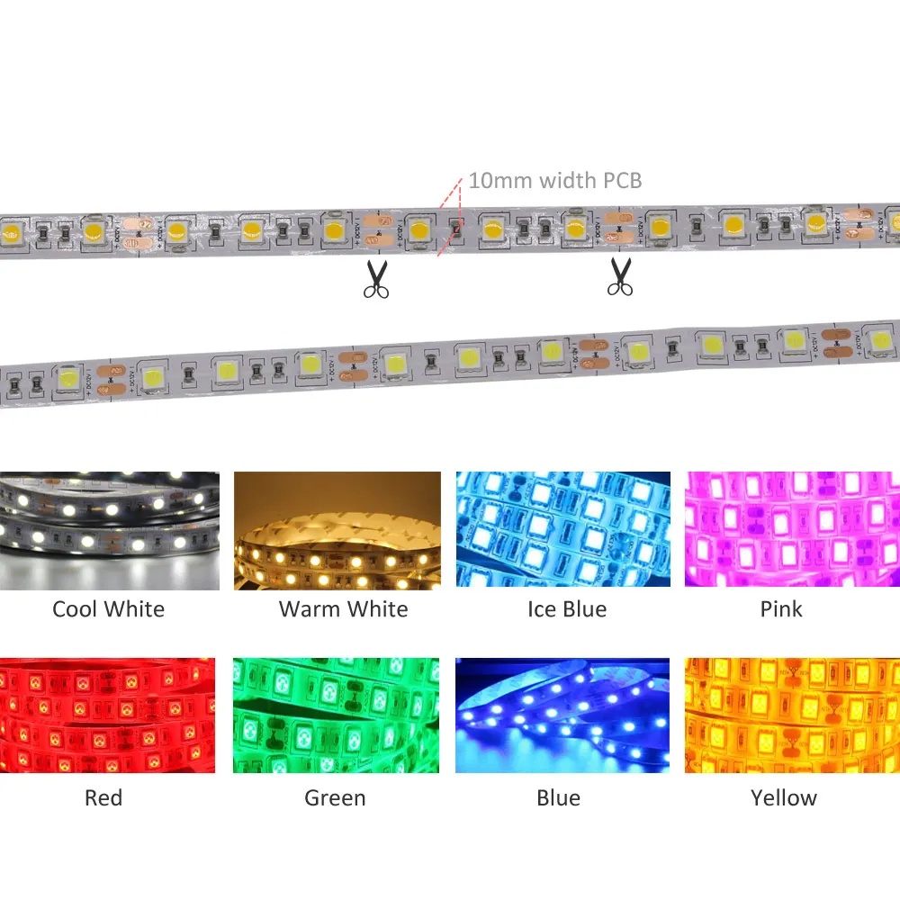 Computer Case LED Strip 12V 1M 2M Warm White LED Tape Waterproof SMD 5050 Large 4Pin Interface Background PC Case Stripe Light