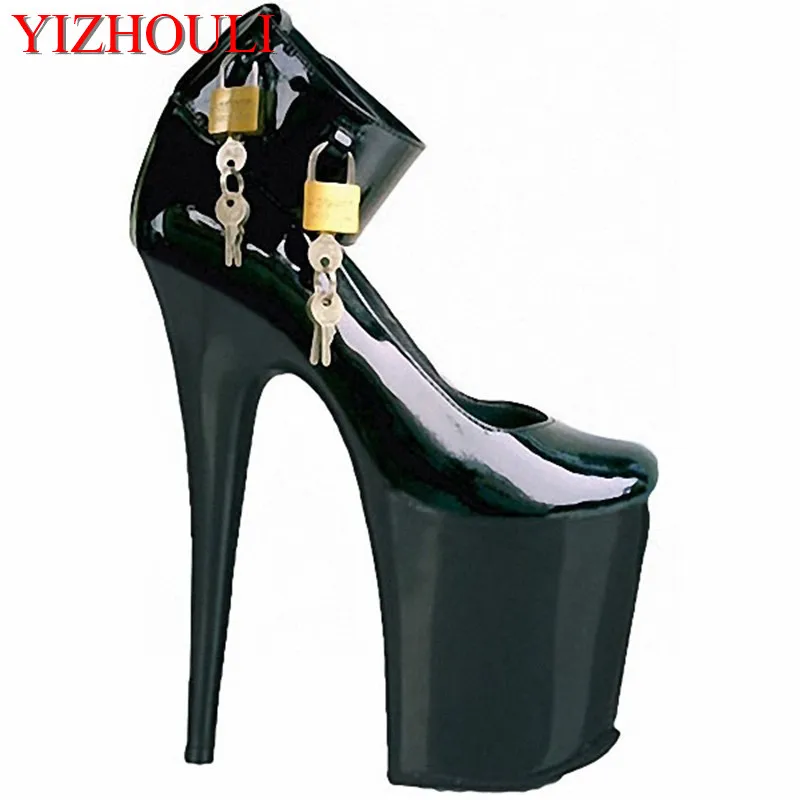 

20cm Sexy high-heeled shoes, unique combination of a single shoe, magic black tape and high heels