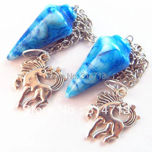 19pcs/lot Wholesale Reiki Natural Healing Stone Pendulum with tibetan animal Amulet pendant bead