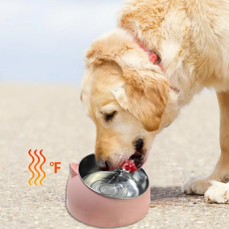 Automatic heating  Dog Bowl Travel Pet Dry Food Bowls for Cats Dogs Pink Dog Bowls Outdoor Drinking Water bowl 110v-220v