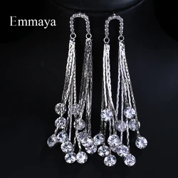 Emmaya Brand Elegance Tassels AAA Cubic Zircon White Gold Color Originality Earrings For Women Wedding Birthday Jewelry Gift