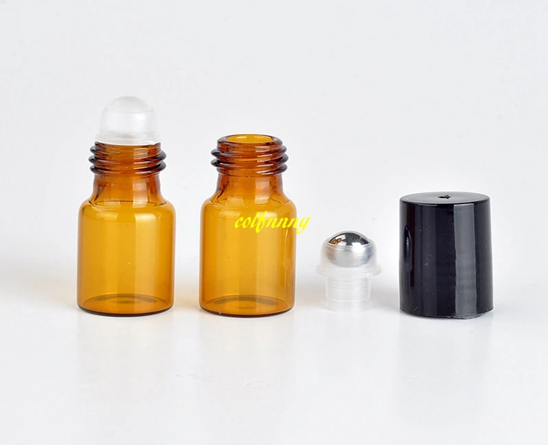 

3ML Roll On Amber Glass bottle Refillable Perfume Bottles Empty Essential Oil Case With Plastic Cap