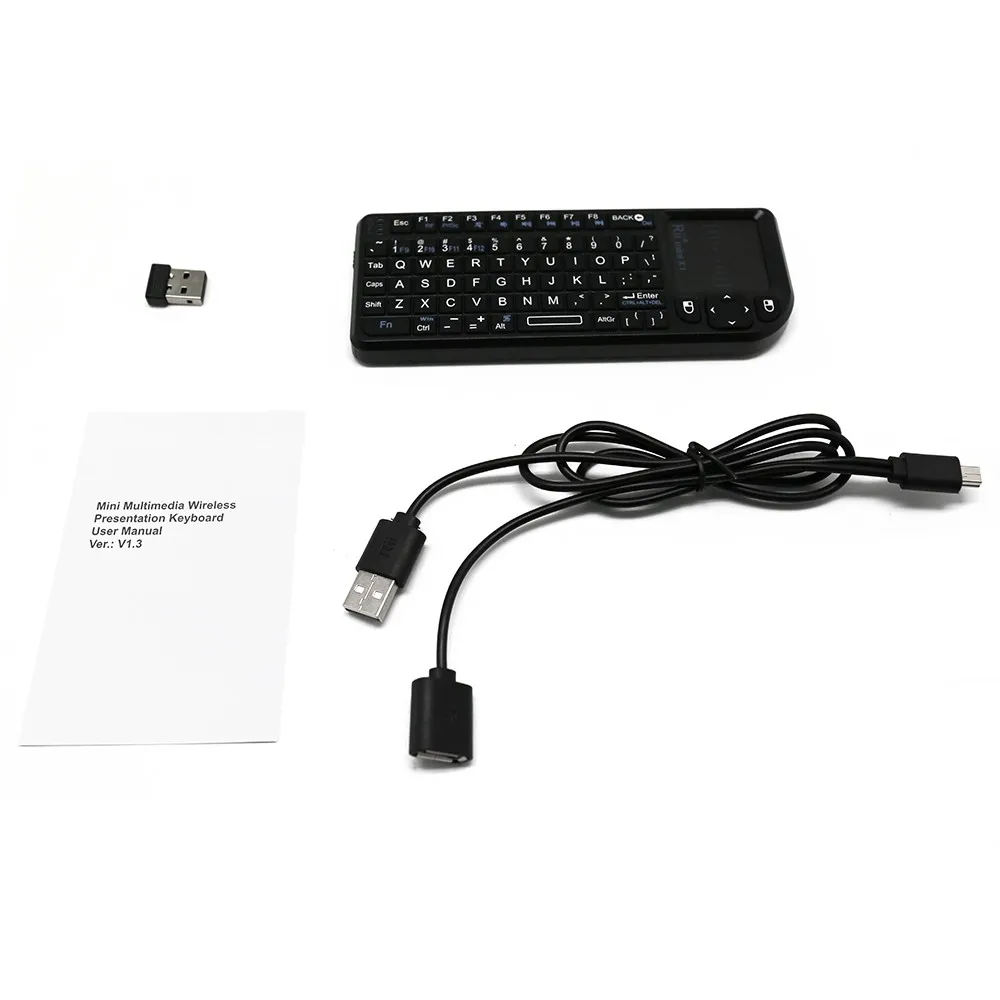 Original Rii X1 2.4GHz Mini Wireless Keyboard English/RU/ES/FR Keyboards with TouchPad for Android TV Box/PC/Laptop