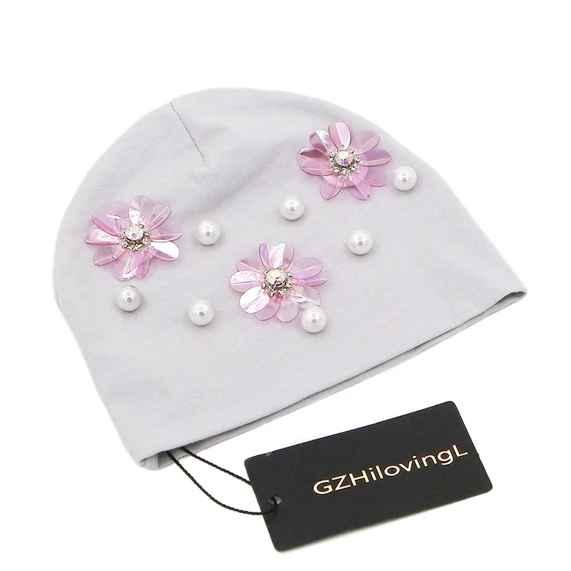 GZHilovingL New Born Baby Hats Solid Spring Autumn Winter Newborn Flower Baby Beanies Hat Cotton Infant Caps Soft Toddler Cap