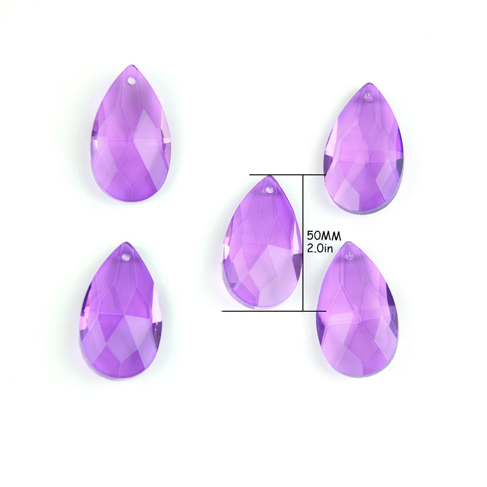 10pcs/ bag 50mm Teardrop Chandelier Prisms Candle Chandelier Crystal Pendants Glass Pendants Beads