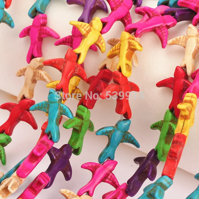 

19*17mm Mix Color Bird Synthetic Stone Spacer Beads 100Pcs/Lot Charms Spacer Bead Handcrafts