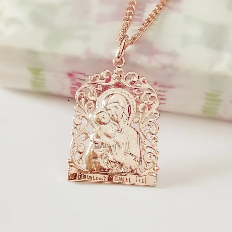 Religious Women Pendants Fashion Jewelry 585 Gold Color New Mother and Son  Pendants Gift