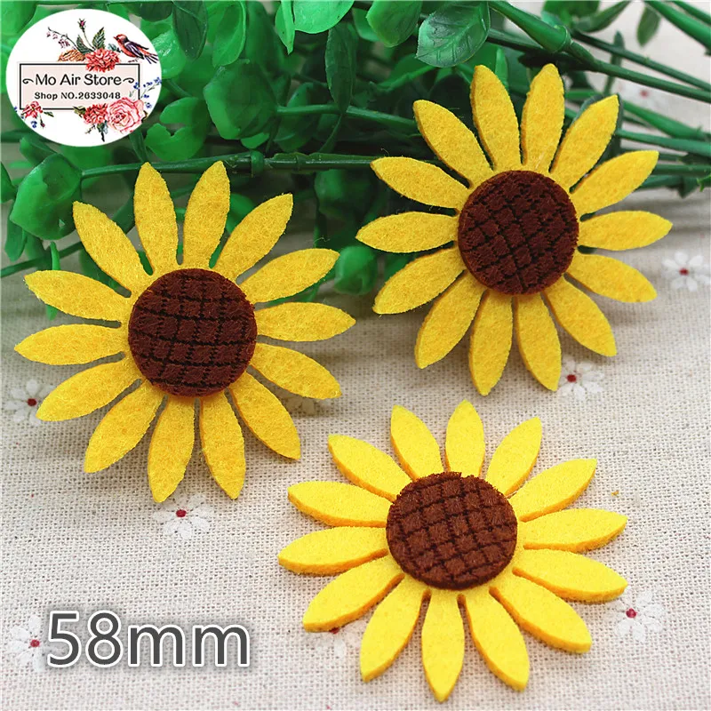 4/6/8CM Non-woven patches sunflower Felt Appliques for clothes Sewing Supplies DIY craft ornament