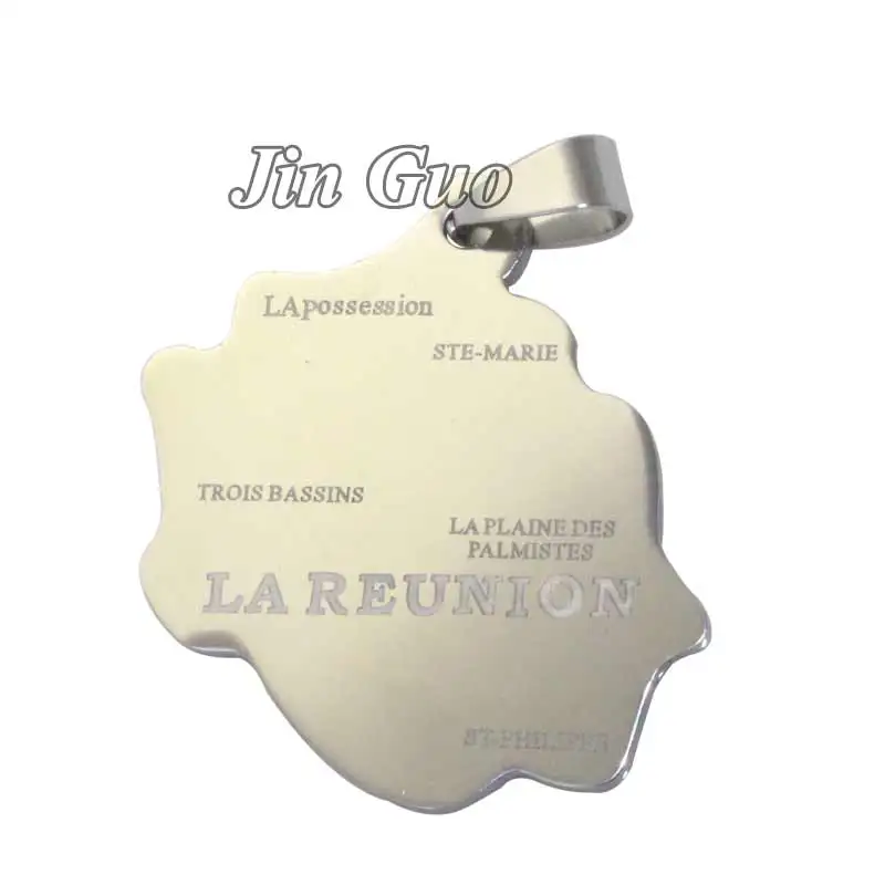 LA REUNION map  stainless steel pendant & necklace