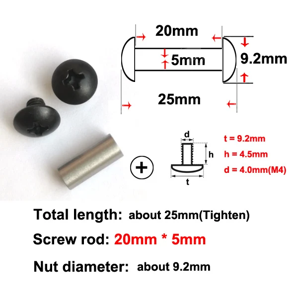 25mm *5mm Chicago Screws Philips Truss Head black Screws Suitable for 5mm hole(No520)