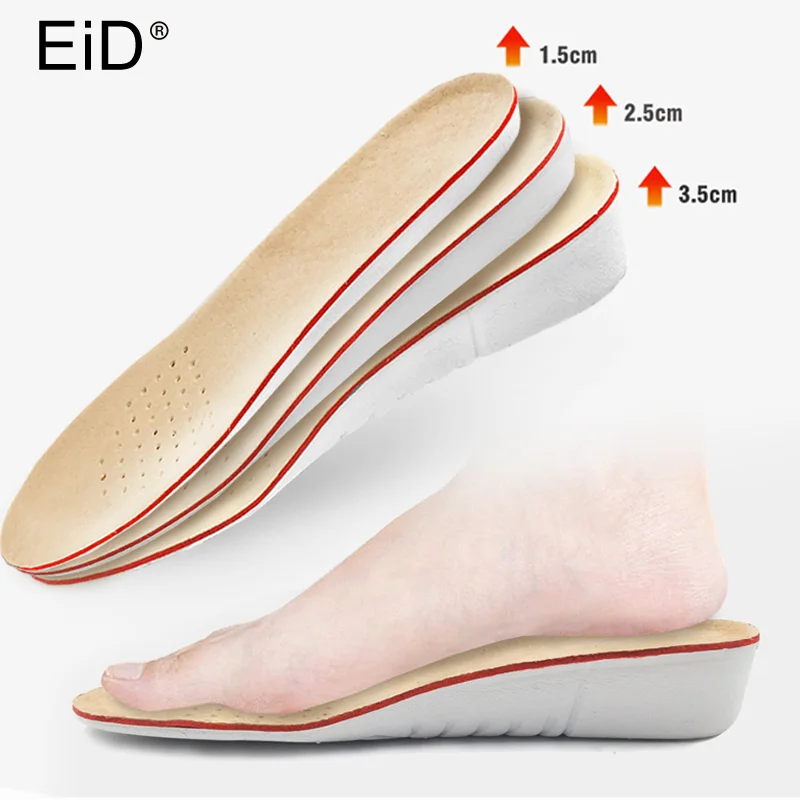 

EID Pig skin Height increase insoles for men/women 1/2/3 cm up invisiable arch support orthopedic insoles shock absorption