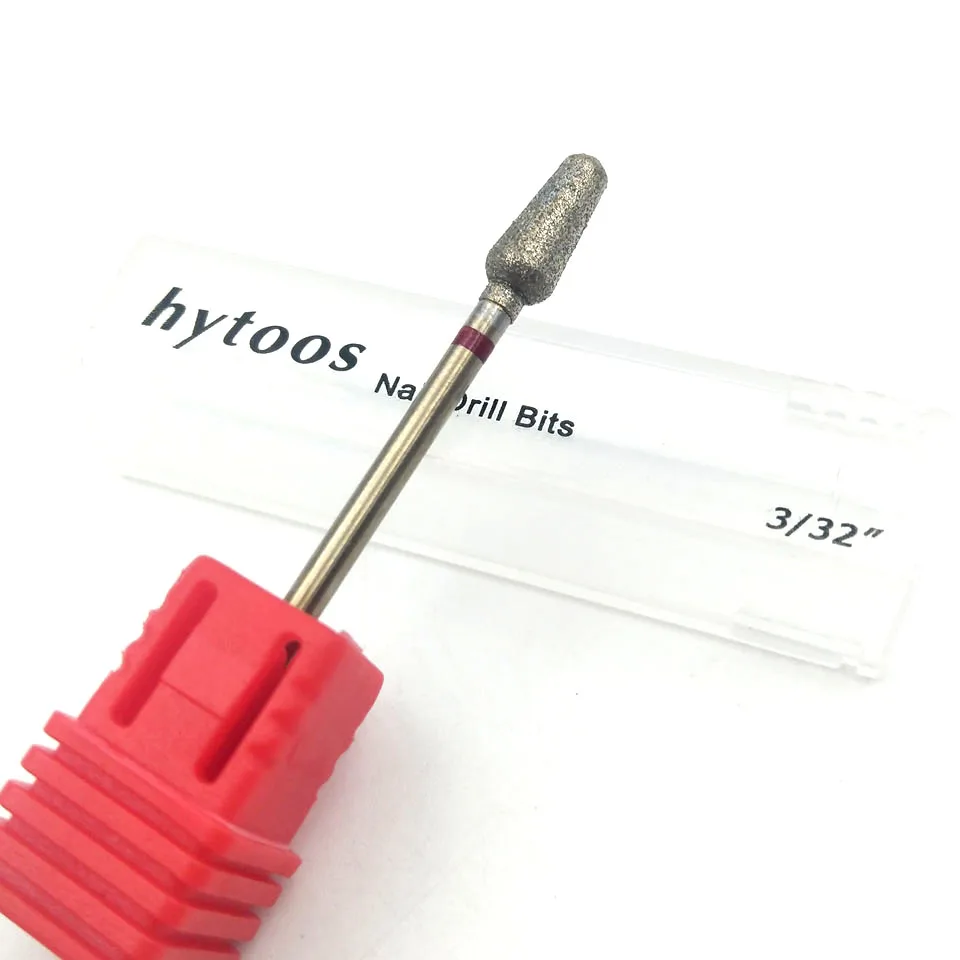 HYTOOS Round Top Diamond Nail Drill Bit 3/32" Rotary Burr Manicure Cutters Electric Drill Accessories Nail Mills Tools-LD0510D