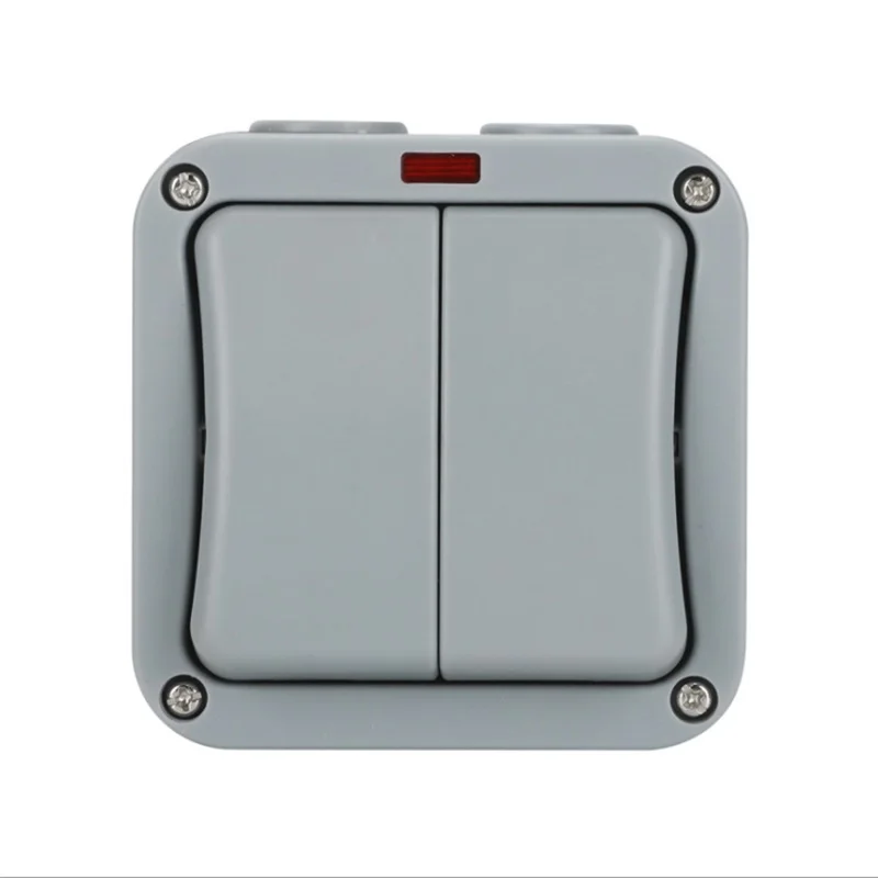 

CE Certification IP66 Level Waterproof Dust-proof Outdoor External Wall Switch 2 Gang Push Button Light Switch