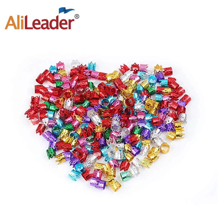 Alileader Dreadlocks Beads Hair Braid Cuffs Hair Jewelry For Braids Metal Hair Accessories For Braids Purple Gold Bule Red Green