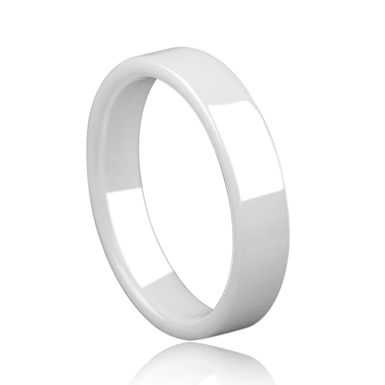 New Fashion Free Shipping 4mm/6mm White Hi-Tech Ceramic Rings for Man and Woman Flat Top Comfort Fit Size 5-12