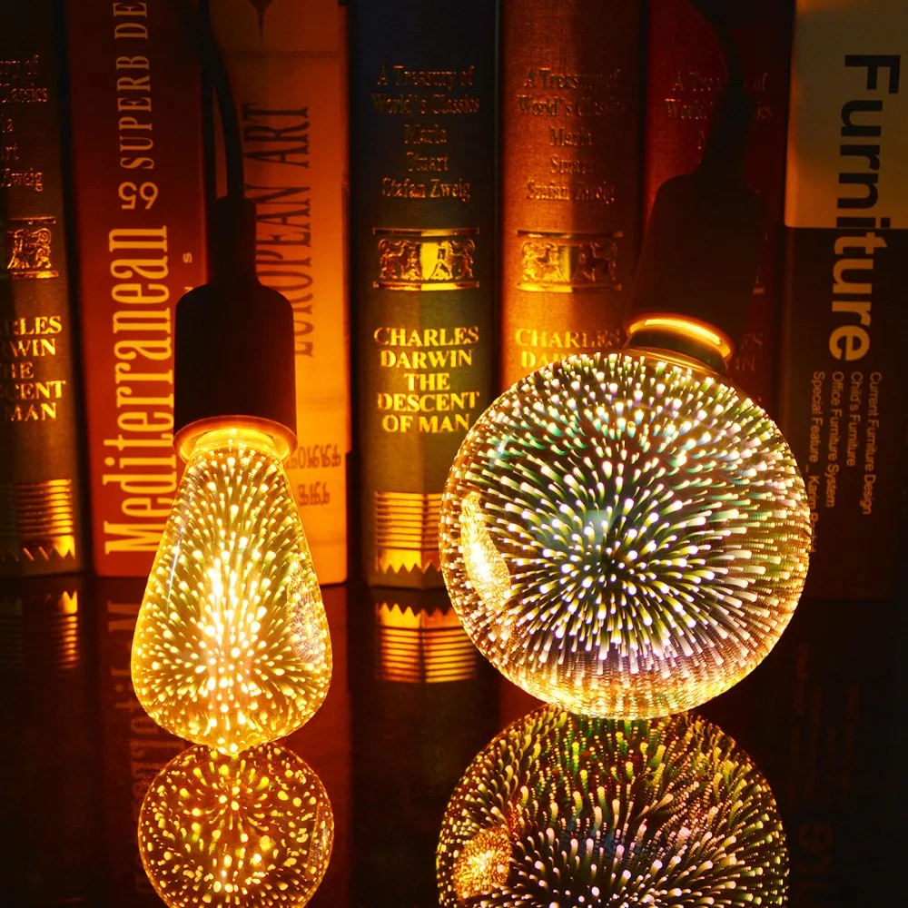 

Novelty Design Led Bulbs 3D Fireworks String Lights Lamp E27 Colorful Bombillas Retro Glass Lampara Ampoule Christmas Decoration