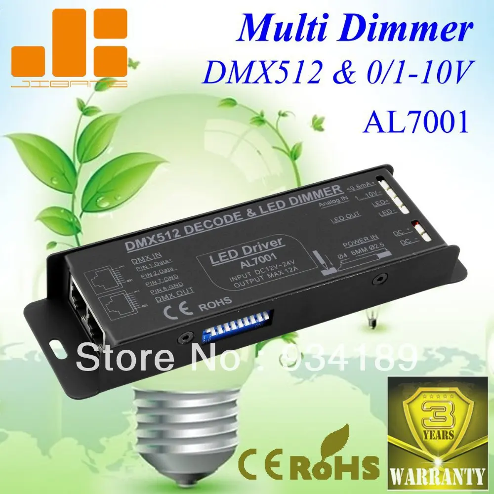 

Free Shipping Constant Voltage DMX512 & 0-10V Dimming driver, 1 Channel Single output DC12-24V <10A Max output 240W Model:AL7001