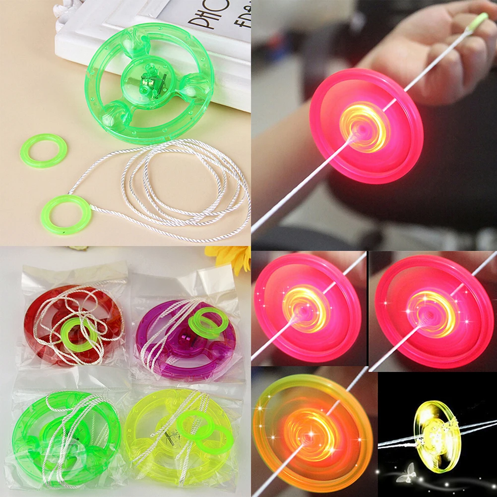 1PCS Colorful Plastic Spin LED Light Flying Saucer Kids Outdoor Classic Toy Kids Gift Random Color