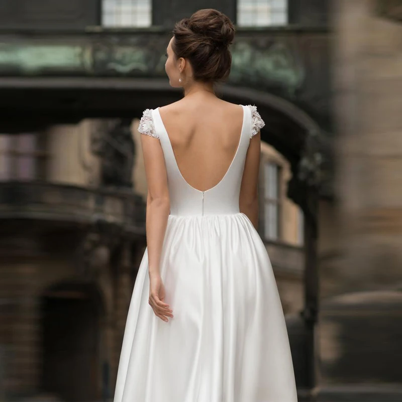 LORIE Kurze Brautkleider 2019 Cap Sleeve Backless Hochzeit Kleider Stain Braut Kleider 2019 Hochzeit Gast Kleider Nach