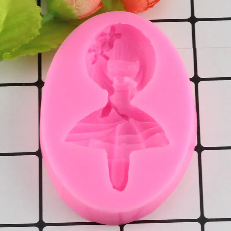 Mujiang Pretty Girl Fondant Molds Cake Decorating Tools Silicone Moulds Chocolate Polymer Clay Resin Mold Baking Tool