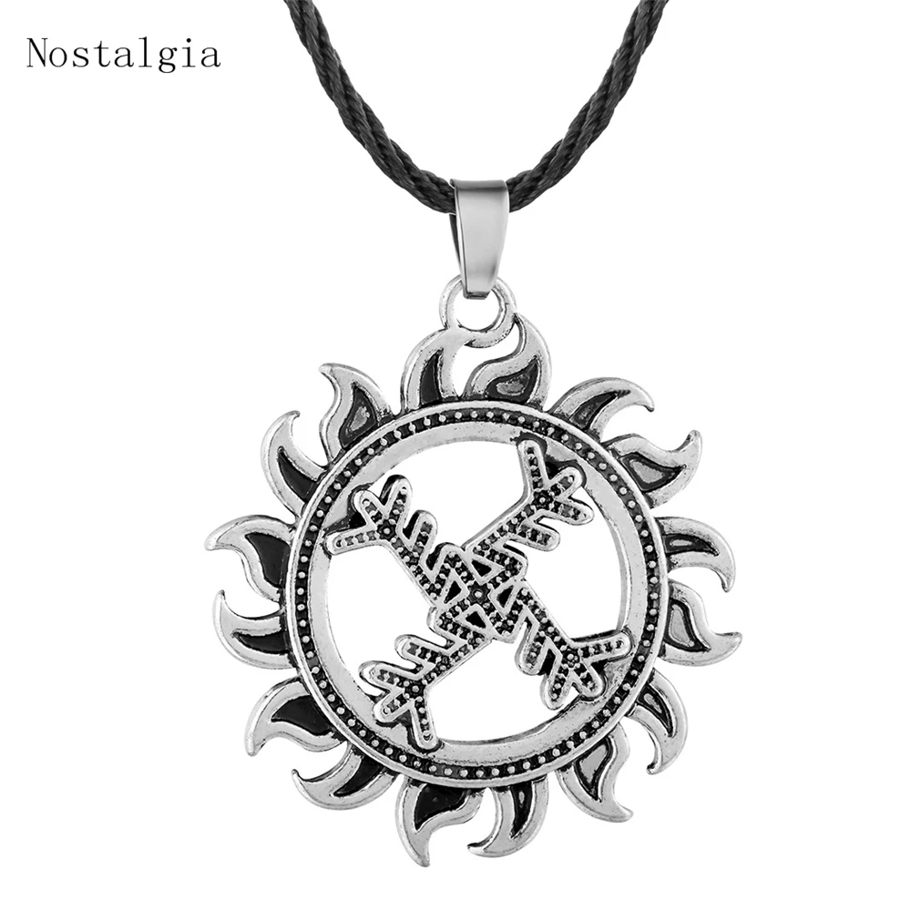 Kolovrat Slavic Amulet Wheel Pendant for Men Necklace Viking Rune FEHU ALGIZ Talisman Scandinavian Pendant Vintage Jewelry