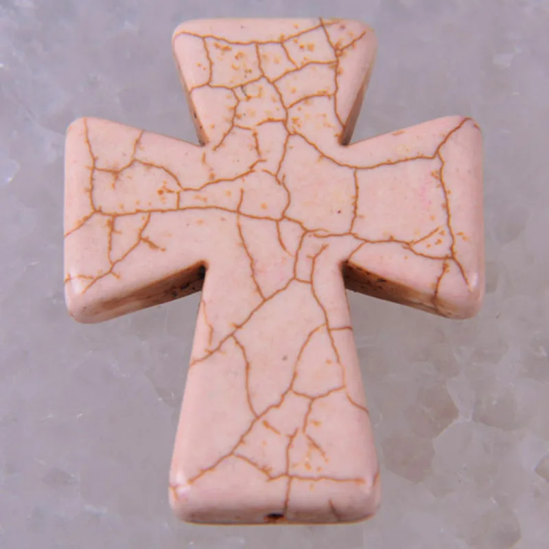 50x40MM White Turquoise Bead Cross Pendant Jewelry For Woman Gift  S014