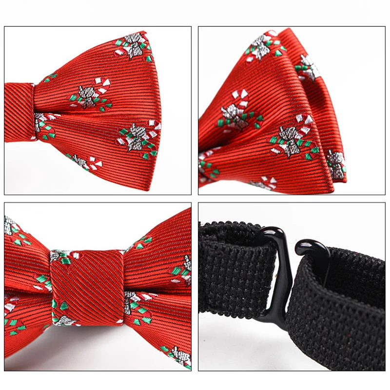 RBOCOTT Boys Christmas Bow Ties Snowflake Christmas Tree Pattern Bow Tie For Children Kids Gifts Red Blue Bowtie Size 9cm*4.5cm