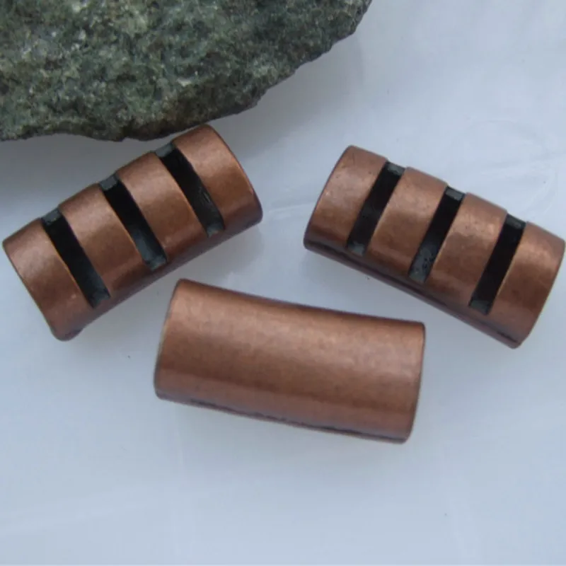 10pcs Antique Copper Cutted Licorice Tube Sliders For 10x6mm Leather Bracelet Findings