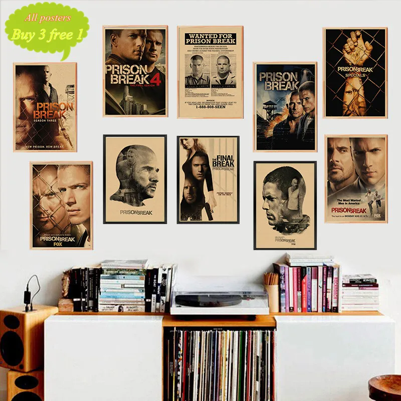 Prison Break Wentworth Miller American TV Series Vintage Kraft Poster Drawing Home Decoration Wall Sticker