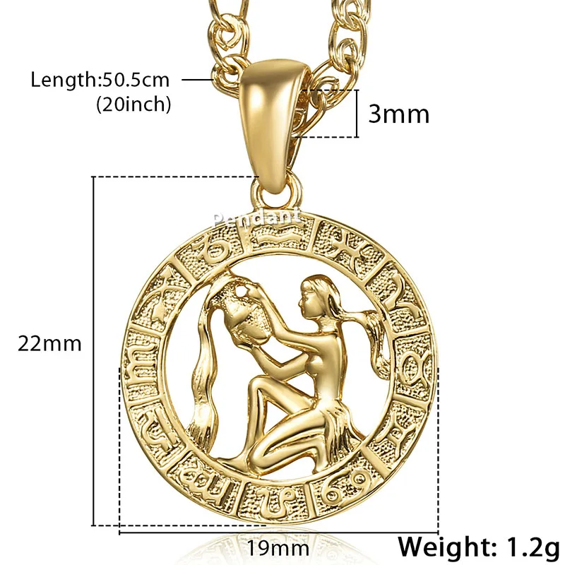 Women Men Aquarius Zodiac Sign Necklace 585 Rose Gold Color Chain Necklace party Jewelry gift GP287