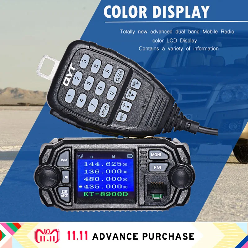 

qyt kt-8900d car radio station dual band vhf uhf uv walkie talkie station purse speakers comunicador intercom 10km hunting