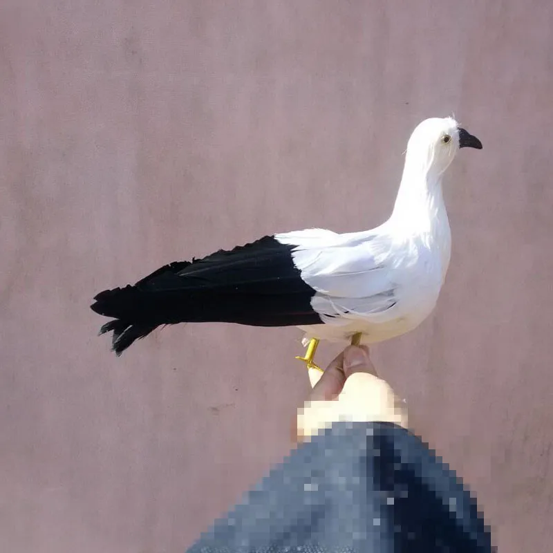 

simulation Seagull toy foam& feather black tail standing bird gift about 30x20cm 1616