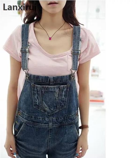 Fashion Women Denim Jumpsuit Ladies Spring Fashion Loose Jeans Rompers Female Casual  Overall Playsuit With Pocket