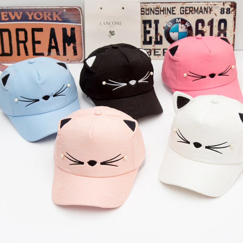 2018 hot sale Baby girl cute ear corner cartoon fashion baseball cap child rebound summer adjustable sun hat child hip hop hat