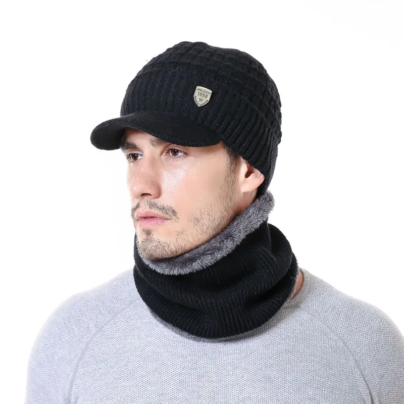 High Quaity Cotton 1998 Add Fur Brim Winter Hats Skullies Beanies For Men Women Wool Scarf Cap Outdoor Gorras Bonnet Knitted Hat