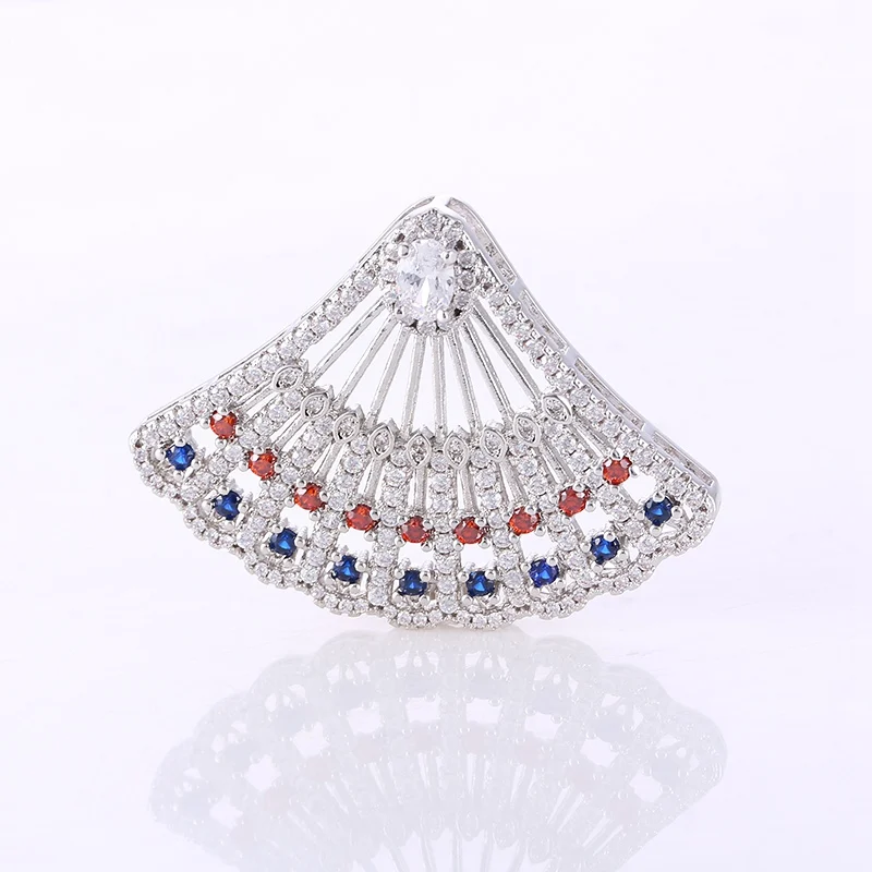 Luxury Crystal Rhinestone Jewelry Findings Accessories Fan-shaped Big Pendant For DIY Beaded Pearls Necklace Components