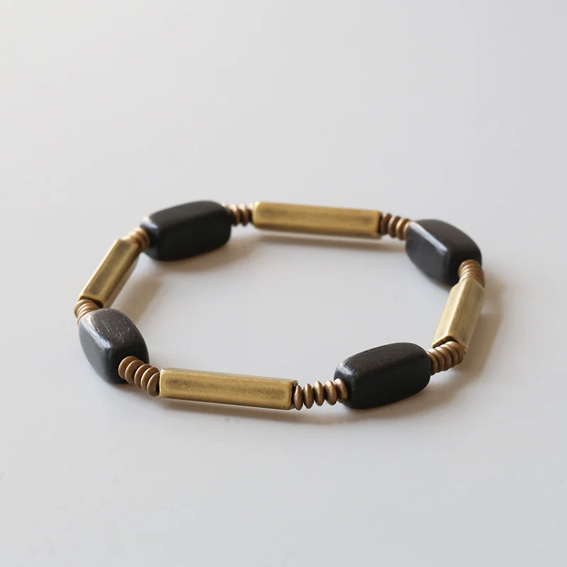 Ebony Mix Copper Beads Bracelet Fashion Rock Street Unique Geometric Beaded Contracted Health Spiritual Male Female Jewelry