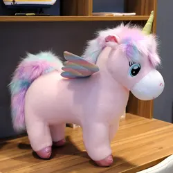 Juguete de peluche de unicornio gigante para niño, muñeco de pelo esponjoso, caballo volador, regalo de Navidad, 30 ~ 80cm