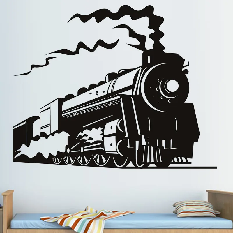 Steam Train Wall Sticker Home Decor Removable Living Room Children Kids Room Decoration Nursery Wall Decals