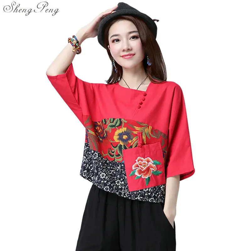 2025 New arrivals mandarin collar blouses traditional Chinese clothing elegant ladies retro style tops V1454